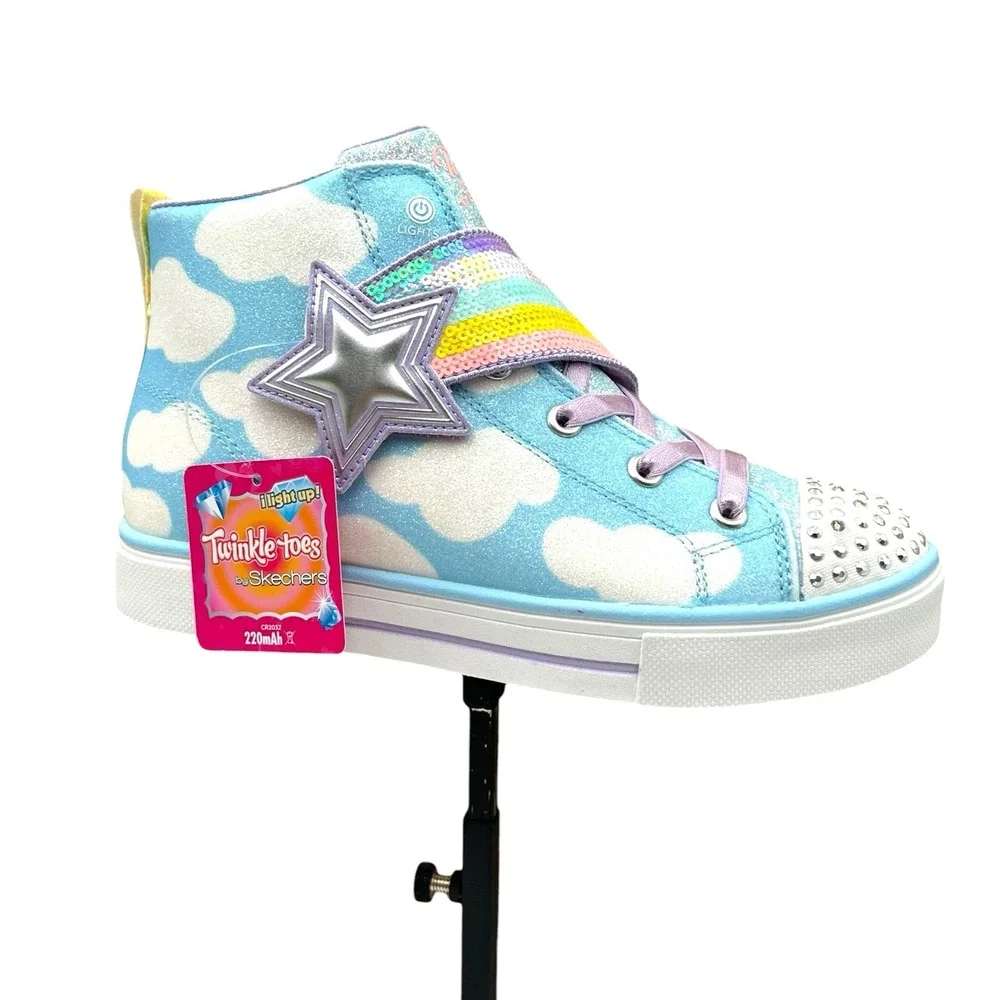 Skechers Twinkle Toes Twinkle Sparks Youth Girls High Top Sneaker 2.5 Blue/Multi
